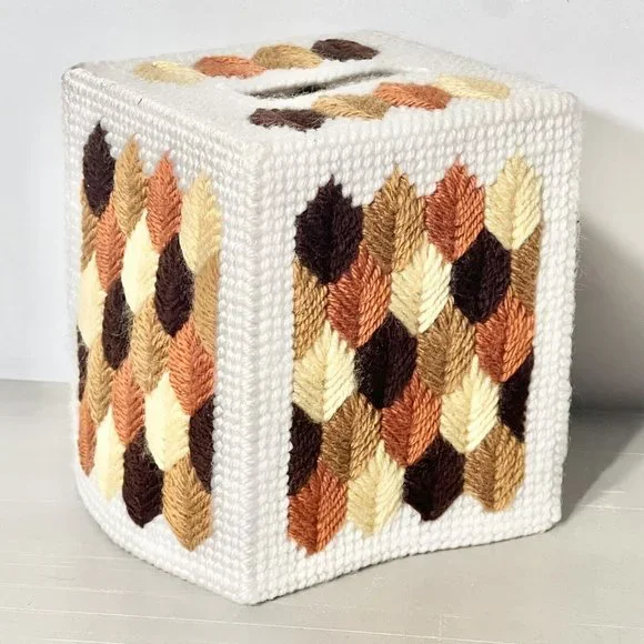 MCM Multicolored Pattern Square Vintage Tissue Box Cover - Picture 1 of 4